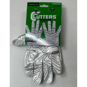 Cutters Youth XL Game Day Football Receiver Gloves White Speed Grip S150-03-TOPO